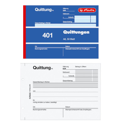 Formularbuch 401 Quittung, MwSt. separat ausgewiesen