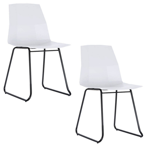 3660141232592 - meet by Paperflow Schalenstuhl CUBE lackierter Stahl Sitzschale Kunstoff Sitzhöhe 460 mm 2er-Set weiß