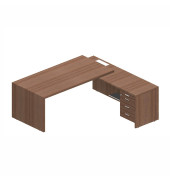 Schreibtischkombination T45 T4MCD180/NONOSZ, 74cm (H), 200x194cm (BxT), L-Form, nussbaum / nussbaum