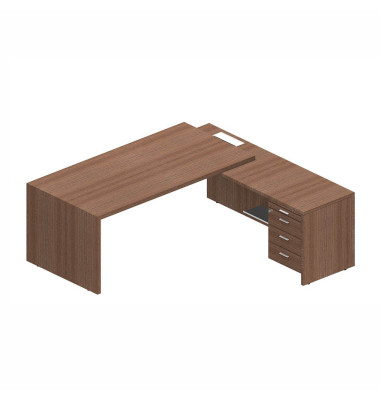 Schreibtischkombination T45 T4MCD180/NONOSZ, 74cm (H), 200x194cm (BxT), L-Form, nussbaum / nussbaum