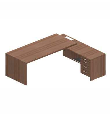Schreibtischkombination T45 T4MCD200/NONOSZ, 76,8cm (H), 220x194cm (BxT), L-Form, nussbaum / nussbaum