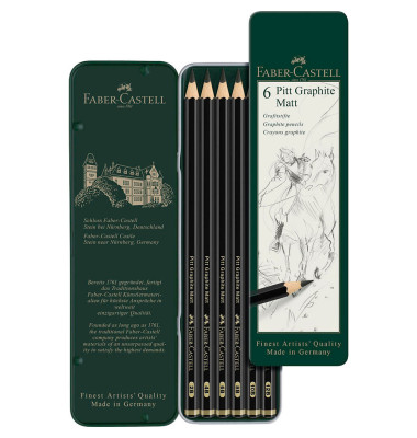 Graphitstifte-Set Pitt Graphite Matt, 115207, schwarz, k.A., 2B,4B,6B,8B,10B,12B