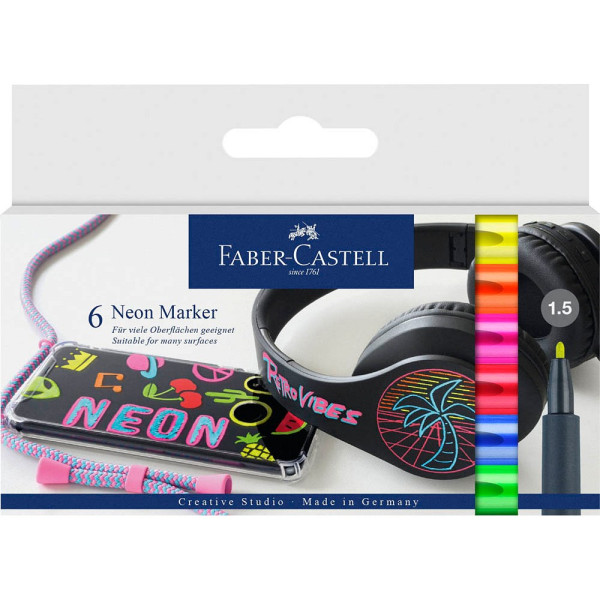 4005401608066 - FABER-CASTELL Faber-Cas Neon Marker 6 St Permanentmarker yellow me happy a little bit juicy rock the runway anythin 4005401608066 - FABER-CASTELL Faber-Cas Neon Marker 6 St Permanentmarker yellow me happy a little bit juicy rock the runway anythin