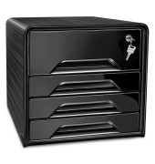 Schubladenbox Smoove Secure schwarz DIN A4 mit 4 Schubladen