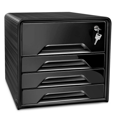 Schubladenbox Smoove Secure schwarz DIN A4 mit 4 Schubladen