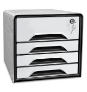 Schubladenbox Smoove Secure schwarz/weiß DIN A4 mit 4