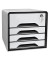 Schubladenbox Smoove Secure schwarz/weiß DIN A4 mit 4 Schubladen
