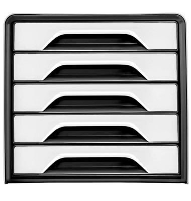Schubladenbox Smoove schwarz/weiß DIN A4 mit 5 Schubladen
