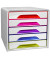 Schubladenbox Smoove weiß/bunt-transparent DIN A4 mit 5 Schubladen