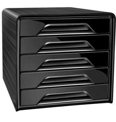 Schubladenbox Smoove schwarz DIN A4 mit 5 Schubladen