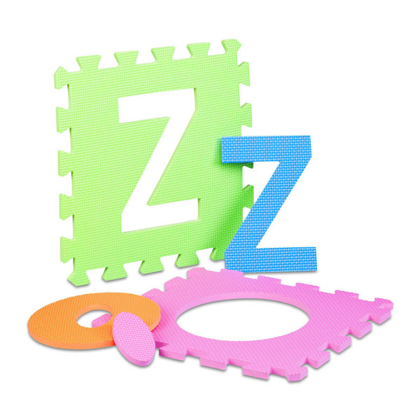 relaxdays Puzzlematte ABC & Zahlen mehrfarbig 31,5 x 31,5 cm