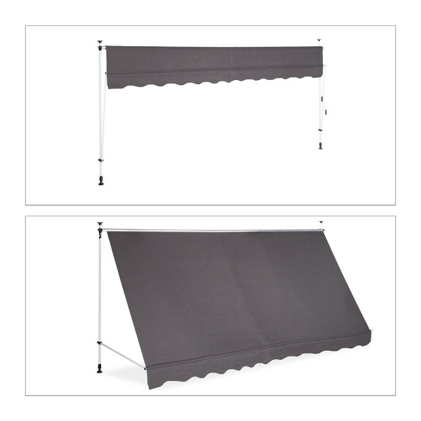 4052025946654 - relaxdays Klemmmarkise grau 4000 x 1200 cm