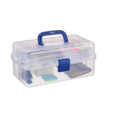 Aufbewahrungsbox 10024158_45 mit Deckel, außen 390x330x170mm, Kunststoff transparent/blau