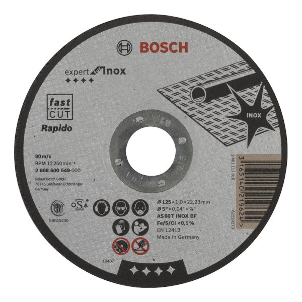 3165140219624 - 0x125mm Trennscheiben Trennscheibe INOX Rapido gerade 10x125mm 2608600549 3165140219624