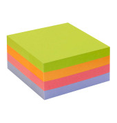 Haftnotizen 5654-97BOX, Recycling, 75x75mm, farbig sortitert (gr&uuml;n/orange/pink/violett), quadratisch