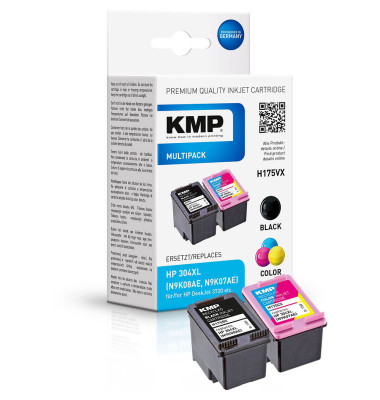 2 H175VX schwarz pigmentiert, color Tintenpatronen ersetzen HP 304XL (N9K08AE/N9K07AE)