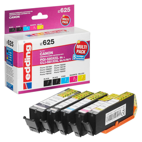 4057305041289 - Druckerpatrone ersetzt Canon PGI-580PGBK XXL CLI-581C XXL CLI-581M XXL CLI-581Y XXL Kompatibel Kombi-Pack Schwarz Cyan Magenta Gelb EDD-625 18-625 4057305041289 - Druckerpatrone ersetzt Canon PGI-580PGBK XXL CLI-581C XXL CLI-581M XXL CLI-581Y XXL Kompatibel Kombi-Pack Schwarz Cyan Magenta Gelb EDD-625 18-625