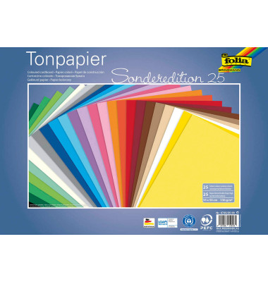 Tonpapier Sonderedition 25 farbsortiert 130 g/qm 25 Bogen