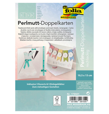 Blanko-Grußkarten pastell 179501 10,5cm x 15cm (BxH) 250g perlweiß Karton