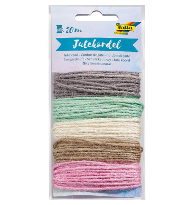 Kordel Jute farbig rauh grau, hellgrün, creme, beige, rosa 3,0 mm x 5x 4,0 m