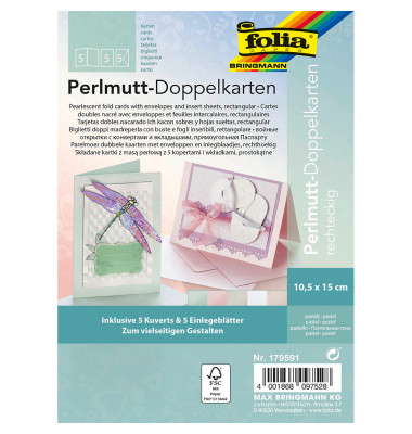Blanko-Grußkarten pastell 179591 10,5cm x 15cm (BxH) 250g pastell Karton