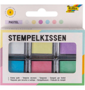 Stempelkissen pastell weiß, hellgelb, flieder, hellblau, rosa, hellgün 6x 2,4 x 2,4 cm