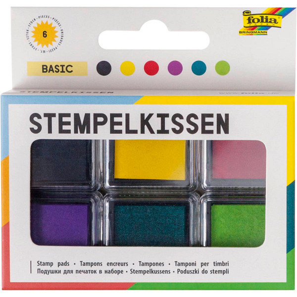 4001868119381 - Stempelkissen basic schwarz gelb rot lila türkis grün 6x 24 x 24 cm 4001868119381 Folia 4001868119381 - Stempelkissen basic schwarz gelb rot lila türkis grün 6x 24 x 24 cm 4001868119381 Folia