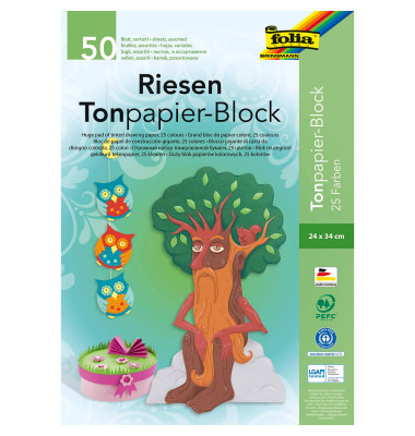 Tonpapier Riesen-Block farbsortiert 130 g/qm