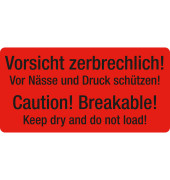 Warnetiketten rot »Vorsicht zerbrechlich! Vor Nässe und Druck schützen!« 10,0 x 5,0 cm
