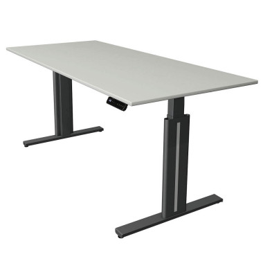 Sitz-Steh-Schreibtisch Move 3 elegant, elektrisch höhenverstellbar, 72-120cm (H), 180x80cm (BxT), rechteckig, lichtgrau / anthra