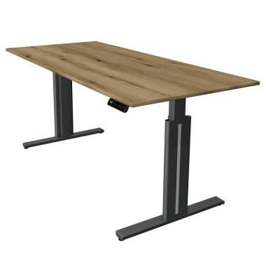 Sitz-Steh-Schreibtisch Move 3 elegant, elektrisch höhenverstellbar, 72-120cm (H), 180x80cm (BxT), rechteckig, eiche / anthrazit