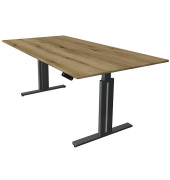 Sitz-Steh-Schreibtisch Move 3 elegant, elektrisch höhenverstellbar, 72-120cm (H), 200x100cm (BxT), rechteckig, eiche / anthrazit