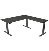 Sitz-Steh-Schreibtisch Move 3 elegant, elektrisch höhenverstellbar, 72-120cm (H), 180x180cm (BxT), L-Form, anthrazit / anthrazit
