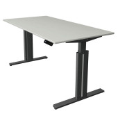 Sitz-Steh-Schreibtisch Move 3 elegant, elektrisch höhenverstellbar, 72-120cm (H), 160x80cm (BxT), rechteckig, lichtgrau / anthra