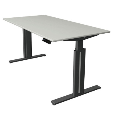 Sitz-Steh-Schreibtisch Move 3 elegant, elektrisch höhenverstellbar, 72-120cm (H), 160x80cm (BxT), rechteckig, lichtgrau / anthra