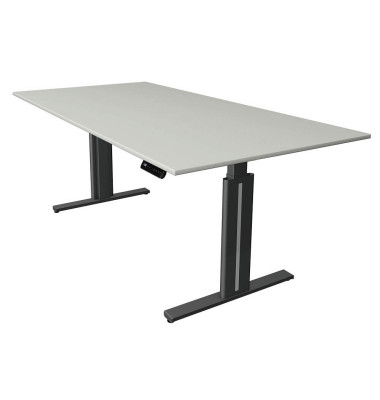 Sitz-Steh-Schreibtisch Move 3 elegant, elektrisch höhenverstellbar, 72-120cm (H), 200x100cm (BxT), rechteckig, lichtgrau / anthr Sitz-Steh-Schreibtisch Move 3 elegant, elektrisch höhenverstellbar, 72-120cm (H), 200x100cm (BxT), rechteckig, lichtgrau / anthr