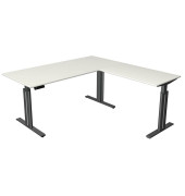 Sitz-Steh-Schreibtisch Move 3 elegant, elektrisch höhenverstellbar, 72-120cm (H), 180x180cm (BxT), L-Form, weiß / anthrazit