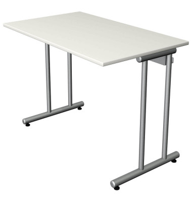 Schreibtisch Smart office, 75cm (H), 100x60cm (BxT), rechteckig, weiß / silber Schreibtisch Smart office, 75cm (H), 100x60cm (BxT), rechteckig, weiß / silber