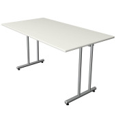 Schreibtisch Smart office, 75cm (H), 140x70cm (BxT), rechteckig, weiß / silber