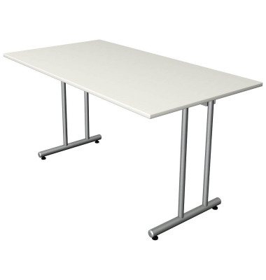 Schreibtisch Smart office, 75cm (H), 140x70cm (BxT), rechteckig, weiß / silber Schreibtisch Smart office, 75cm (H), 140x70cm (BxT), rechteckig, weiß / silber