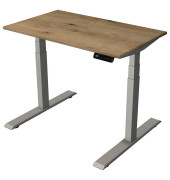 Sitz-Steh-Schreibtisch Smart office, elektrisch höhenverstellbar, 63-127cm (H), 100x60cm (BxT), rechteckig, eiche / silber
