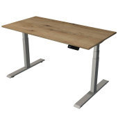 Sitz-Steh-Schreibtisch Smart office, elektrisch höhenverstellbar, 63-127cm (H), 140x70cm (BxT), rechteckig, eiche / silber