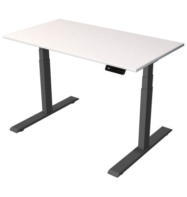 Sitz-Steh-Schreibtisch Smart office, elektrisch höhenverstellbar, 63-127cm (H), 120x65cm (BxT), rechteckig, weiß / anthrazit