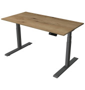 Sitz-Steh-Schreibtisch Smart office, elektrisch höhenverstellbar, 63-127cm (H), 140x70cm (BxT), rechteckig, eiche / anthrazit