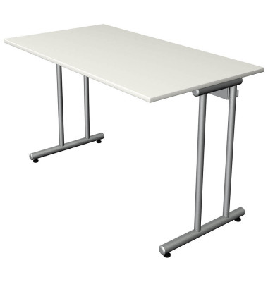 Schreibtisch Smart office, 75cm (H), 120x65cm (BxT), rechteckig, weiß / silber