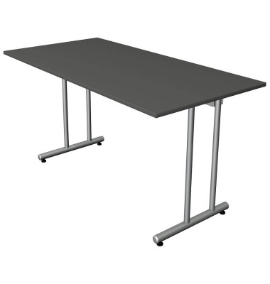 Schreibtisch Smart office, 75cm (H), 140x70cm (BxT), rechteckig, anthrazit / silber