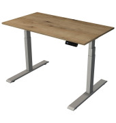 Sitz-Steh-Schreibtisch Smart office, elektrisch höhenverstellbar, 63-127cm (H), 120x65cm (BxT), rechteckig, eiche / silber