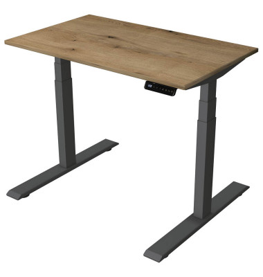 Sitz-Steh-Schreibtisch Smart office, elektrisch höhenverstellbar, 63-127cm (H), 100x60cm (BxT), rechteckig, eiche / anthrazit Sitz-Steh-Schreibtisch Smart office, elektrisch höhenverstellbar, 63-127cm (H), 100x60cm (BxT), rechteckig, eiche / anthrazit