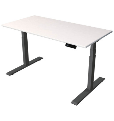 Sitz-Steh-Schreibtisch Smart office, elektrisch höhenverstellbar, 63-127cm (H), 140x70cm (BxT), rechteckig, weiß / anthrazit Sitz-Steh-Schreibtisch Smart office, elektrisch höhenverstellbar, 63-127cm (H), 140x70cm (BxT), rechteckig, weiß / anthrazit