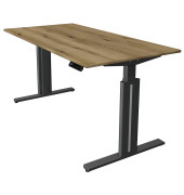 Sitz-Steh-Schreibtisch Move 3 elegant, elektrisch höhenverstellbar, 72-120cm (H), 160x80cm (BxT), rechteckig, eiche / anthrazit